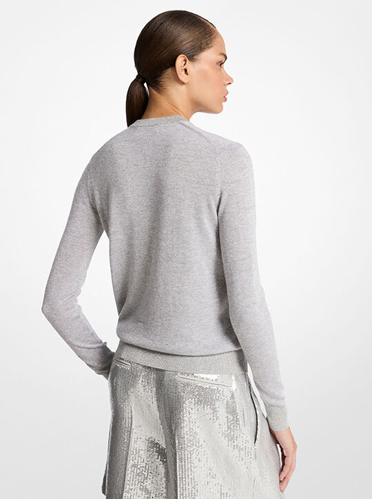 Metallic Viscose Blend V-Neck Sweater michael kors metallic viscose blend v neck sweater