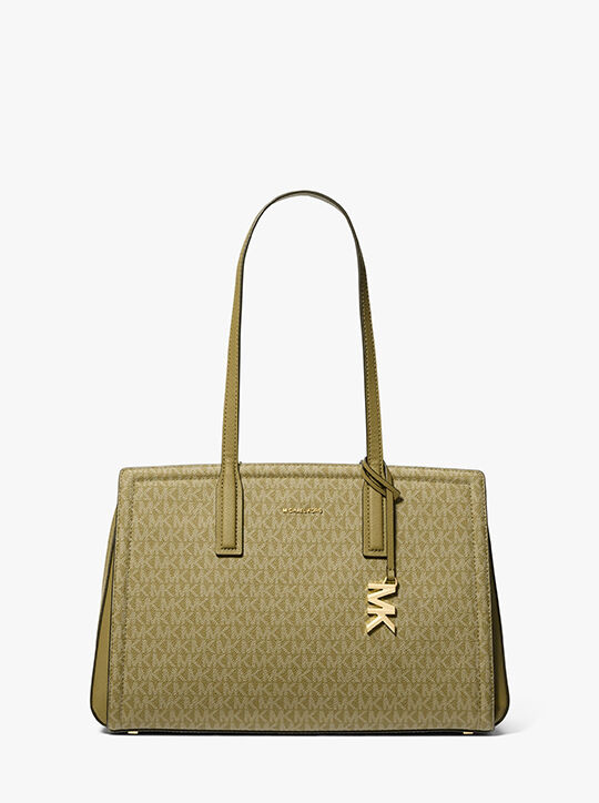 michael kors laila medium signature logo tote bag