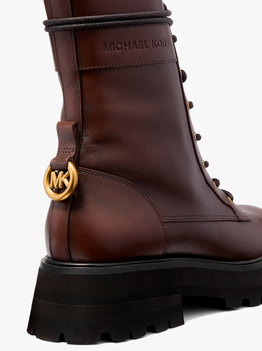 michael kors caleb burnished leather combat boot