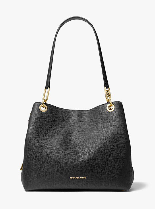 Kensington Large Pebbled Leather Tote Bag, BLACK | Michael Kors KWT