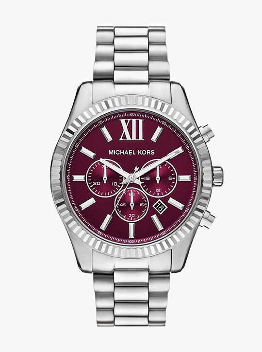 michael kors oversized lexington silver tone watch