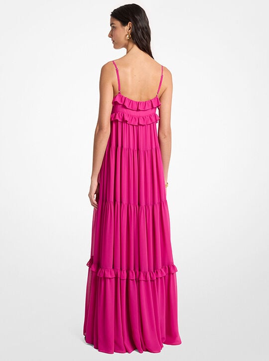 michael kors ruffled georgette tiered maxi dress