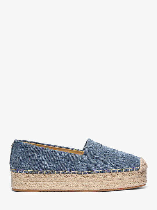 Lynn Logo Embossed Denim Platform Espadrille michael kors lynn logo embossed denim platform espadrille
