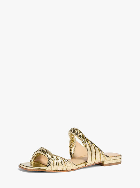 michael kors kiana metallic snake embossed leather sandal