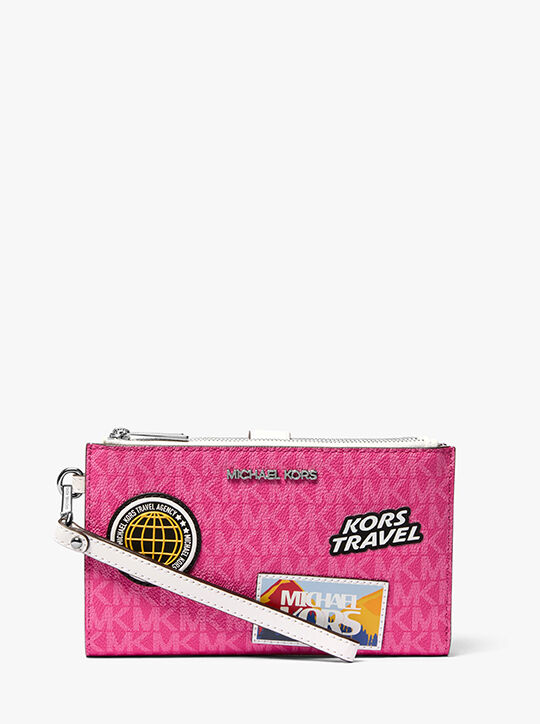 Jet Set Travel Large Embellished Signature Logo Wristlet michael kors jet set travel large embellished signature logo wristlet