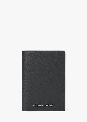 michael kors hudson pebbled leather folio card case