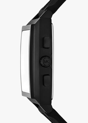 michael kors oversized rhys black tone and silicone watch