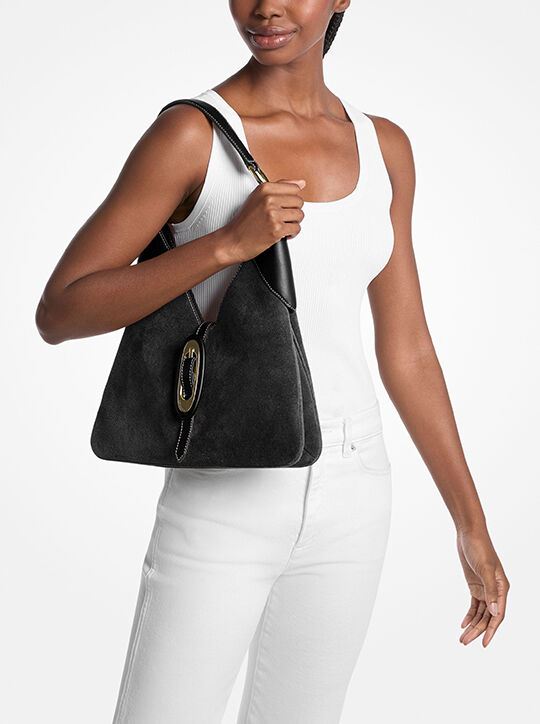 Cornelia Medium Suede Hobo Shoulder Bag michael kors cornelia medium suede hobo shoulder bag