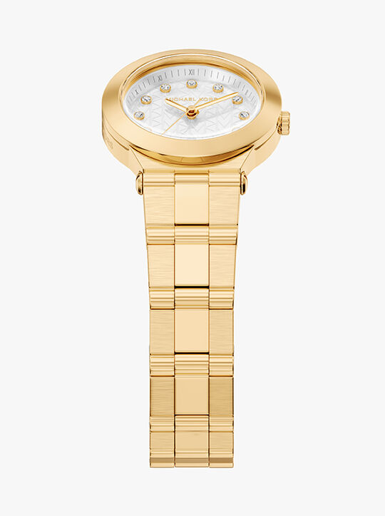 michael kors billie three hand gold tone stainless steel watch