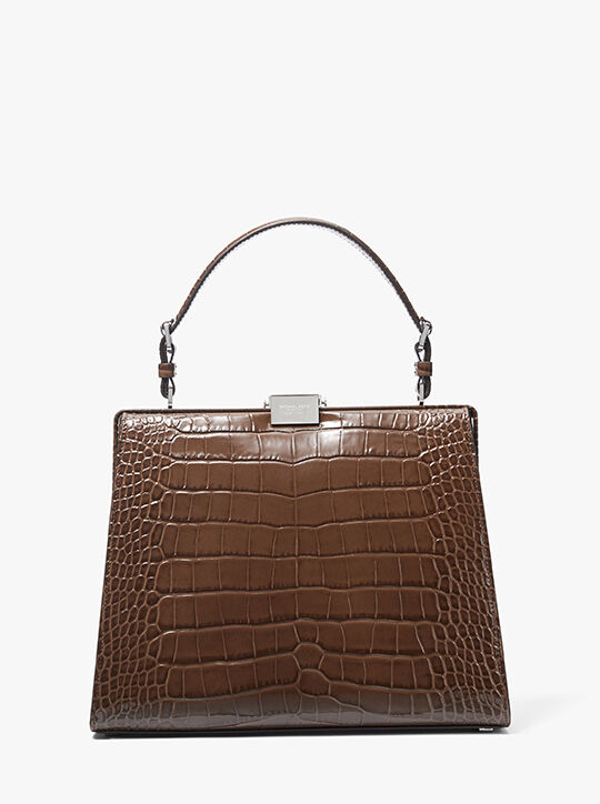 Simone Crocodile Embossed Leather Satchel michael kors simone crocodile embossed leather satchel