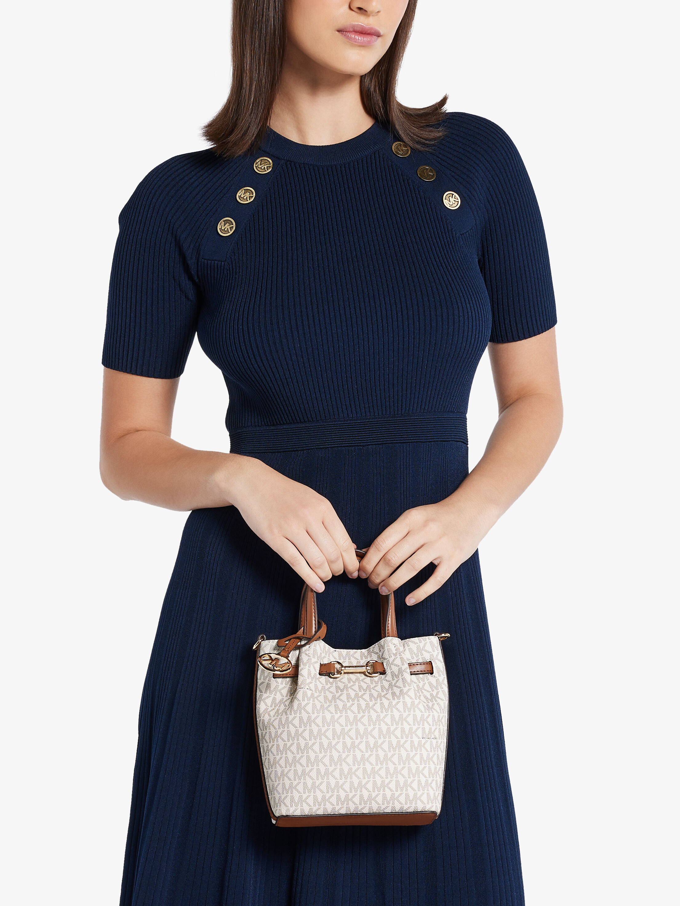 Carson Small Signature Logo Crossbody Bag, VANILLA | Michael Kors KWT