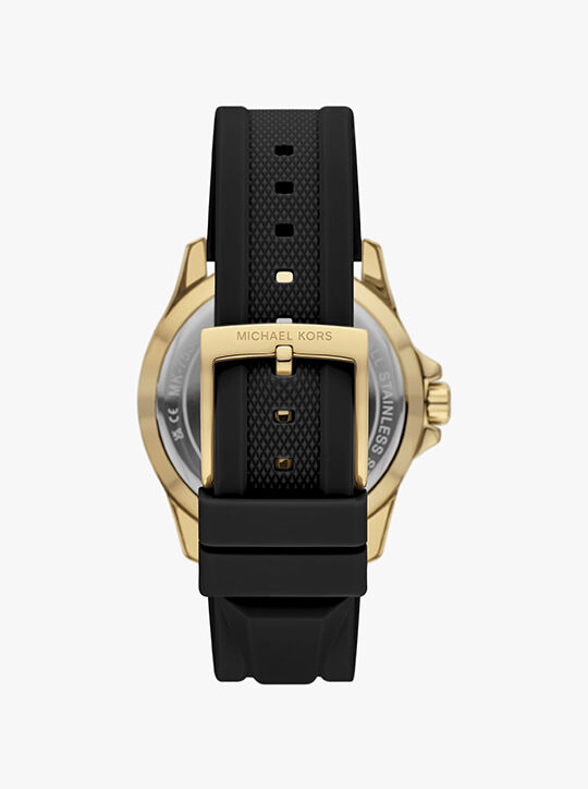 michael kors ساعة إيفرست كبيرة الحجم باللون الذهبي والسيليكون