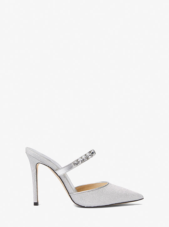 michael kors jessa embellished glitter mesh mule