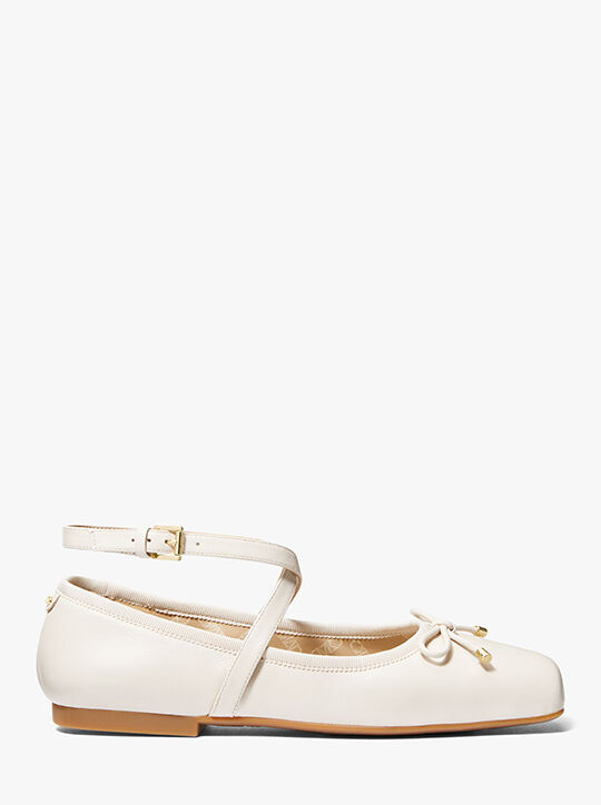 michael kors collette leather ballet flat