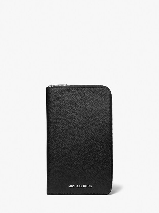 michael kors hudson pebbled leather travel wallet