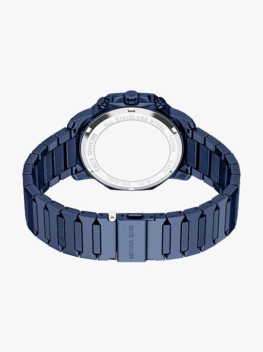 michael kors ساعة مايكل كورس بريسكوت كرونوغراف من الفولاذ المقاوم للصدأ الأزرق