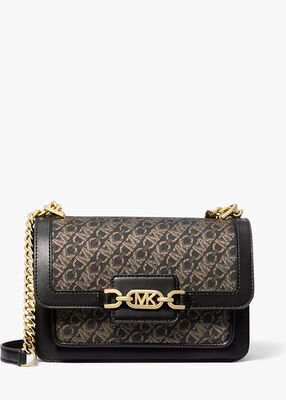 michael kors heather large metallic empire signature logo shoulder bag