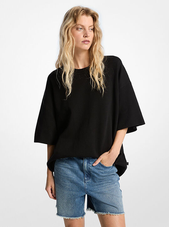 michael kors cotton short sleeve sweater