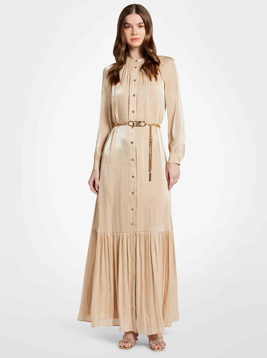 Metallic Crinkled Georgette Belted Kaftan Dress michael kors metallic crinkled georgette belted kaftan dress