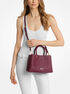 michael kors flora medium signature logo and leather satchel