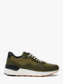 michael kors trevor leather and corded twill trainer