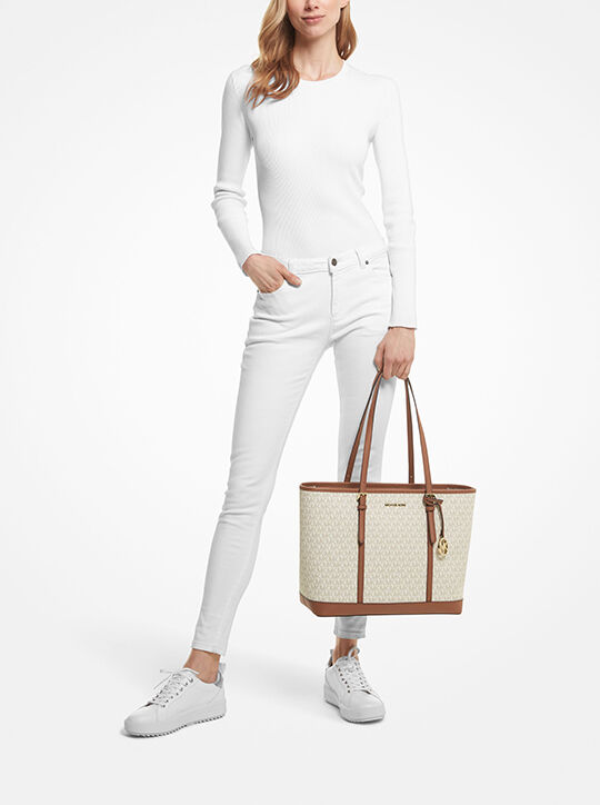 michael kors jet set travel large logo tote bag