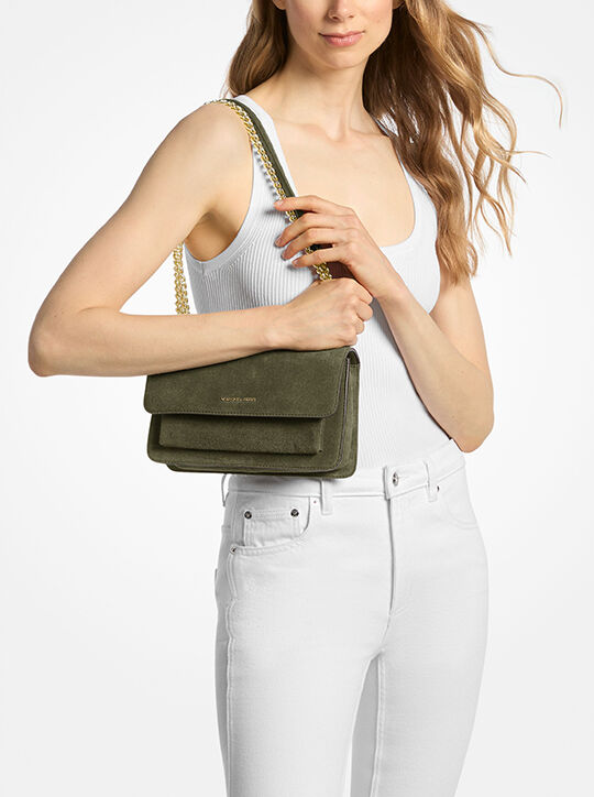 michael kors claire large suede shoulder bag