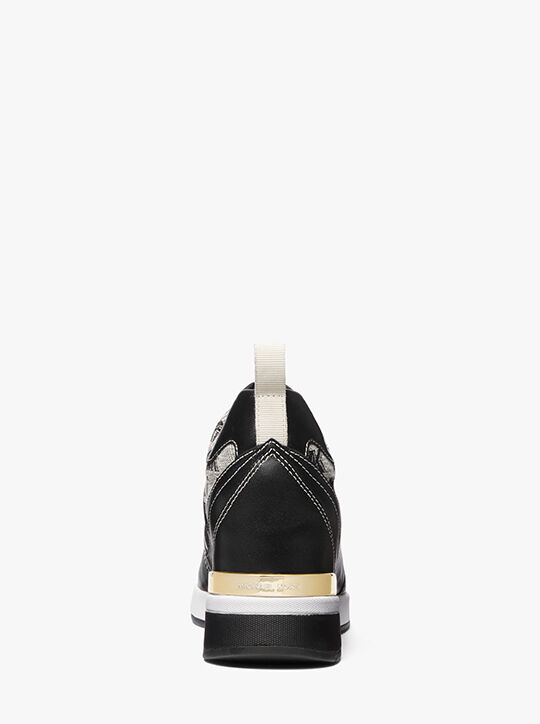 Maven Leather and Logo Jacquard Slip-On Trainer michael kors maven leather and logo jacquard slip on trainer