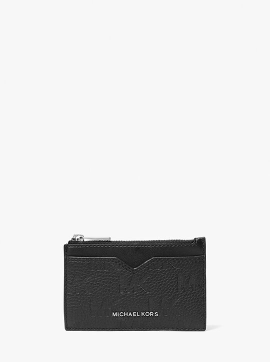 michael kors hudson logo embossed leather card case