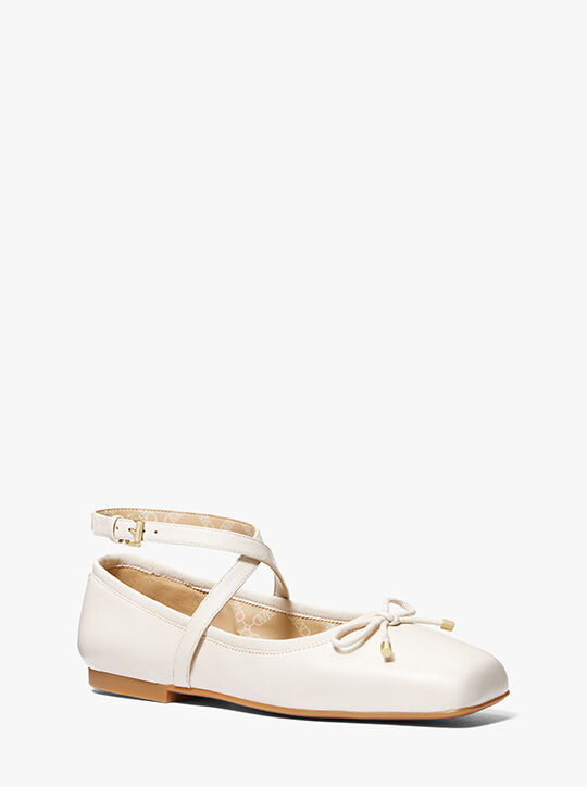 michael kors collette leather ballet flat