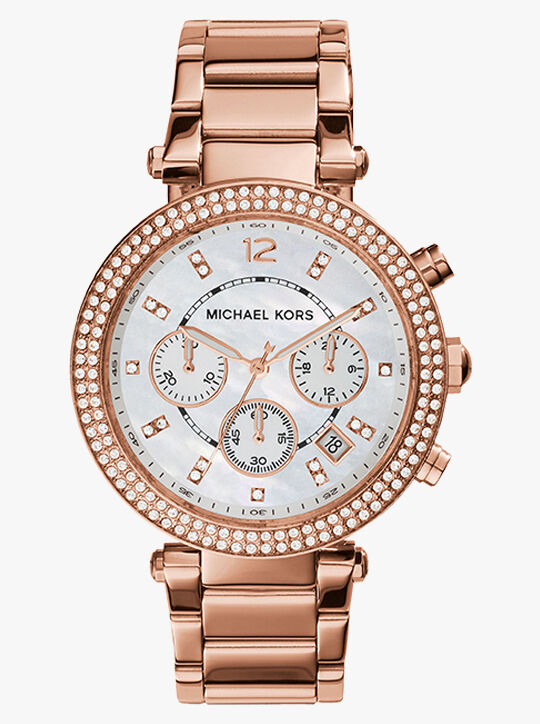 ساعة مايكل كورس باركر كرونوغراف من الستانلس ستيل باللون الذهبي الوردي michael kors ساعة مايكل كورس باركر كرونوغراف من الستانلس ستيل باللون الذهبي الوردي