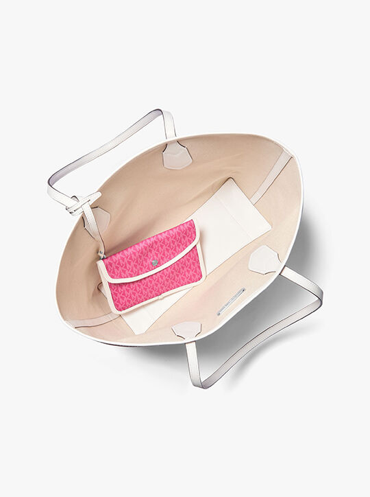 Eva Large Signature Logo Stripe Tote Bag michael kors eva large signature logo stripe tote bag