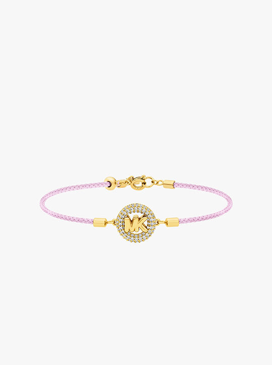 michael kors pav  gold tone logo corded bracelet