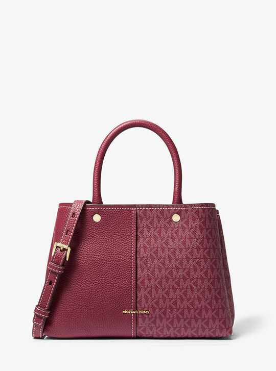 Flora Medium Signature Logo and Leather Satchel, MULBERRY