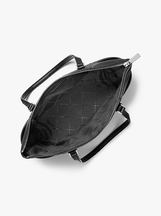 michael kors حقيبة شارلوت كبيرة بشعار الماركة وجلد وسحاب علوي