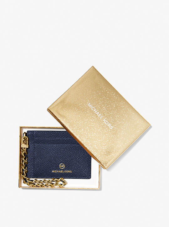 Small Pebbled Leather Chain Card Case michael kors small pebbled leather chain card case